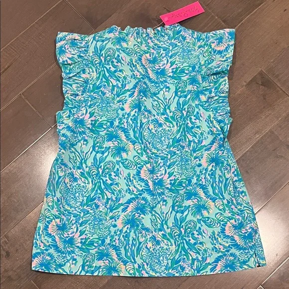 Lilly Pulitzer Blue, Green and Pink Floral Blouse - Picture 10 of 10